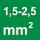 Nominelt tværsnit 1,5-2,5 mm²
