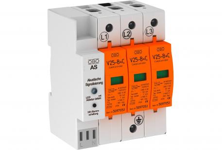 Kombiafleder V25 3-polet 280 V med akustisk indikering