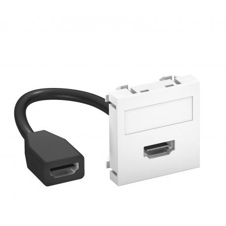 HDMI-tilslutning, 1 modul, udtag lige, med tilslutningskabel  |  | HDMI | renhvid; RAL 9010