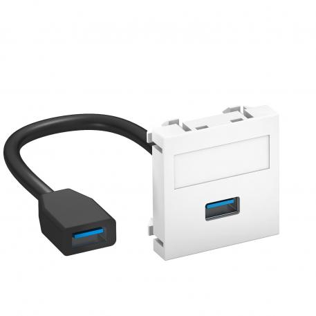 USB 2.0 / 3.0 tilslutning, 1 modul, udtag lige, med tilslutningskabel  |  | USB | renhvid; RAL 9010