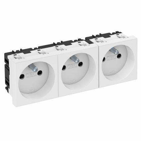 Stikdåse 0°, med jordben, 3-dobbelt 3 | 3-dobbelt 0° | renhvid; RAL 9010