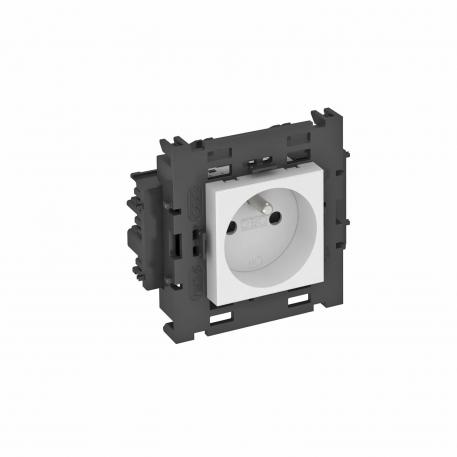 Stikdåse 0°, Connect 80, med jordben, enkelt 1 | Enkelt 0° | renhvid; RAL 9010