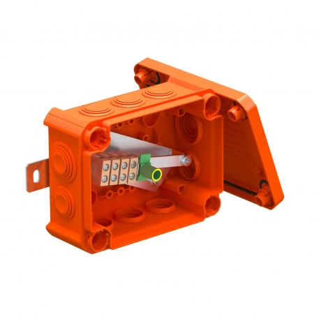 FireBox T100 med indstikstætninger, enkeltklemmer 136x102x57 | 10 | IP66 | pastelorange; RAL 2003