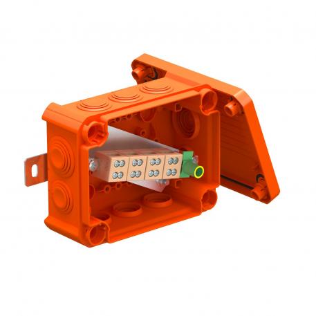 FireBox T100ED med indstikstætninger, dobbeltklemmer 136x102x57 | 10 | IP66 | pastelorange; RAL 2003