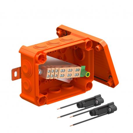 FireBox T100 med indstikstætninger, 2 sikringsholdere 136x102x57 | 10 | IP66 | pastelorange; RAL 2003