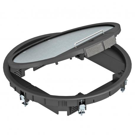 Gulvboks GESR9 med ramme til tæppekant i låget 5 | R9 | grafitsort; RAL 9011